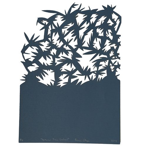 RAMSÉS OLAYA, Samurai Tree Gestual, Firmado y fechado 2019, Papel recortado 3 / 4, 54 x 39 cm