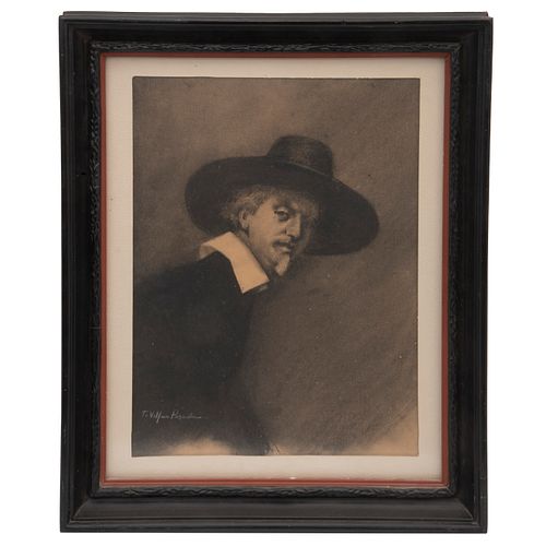 T. VILLAR POSADA. Sin título (retrato de hombre con sombrero). Firmado Carboncillo sobre papel. 31 x 22 cm