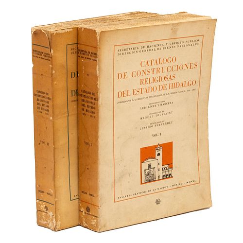 Toussaint, Manuel (introducción). Catálogo de Construcciones Religiosas del Estado de Hidalgo.  México: 1940, 1942. Piezas: 2.