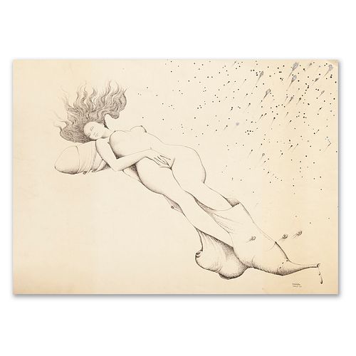 ADRÍAN TAVERA, Sin título, Firmada y fechada 1973, Tinta sobre papel, 40 x 52 cm