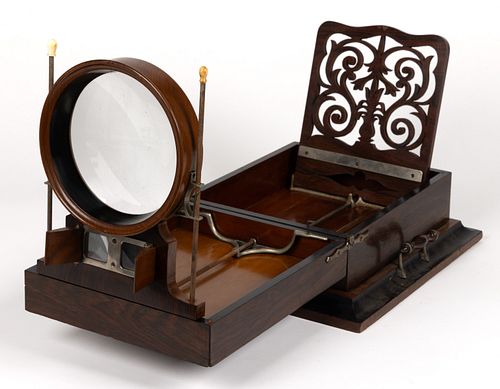 ANTIQUE ROSEWOOD CASED GRAPHOSCOPE / TABLETOP STEREOVIEWER