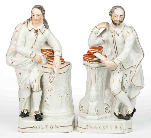 ENGLISH STAFFORDSHIRE HAND-PAINTED LITERARY FIGURAL PAIR