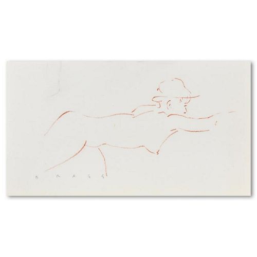 Charles Lynn Bragg, "Reach" Original Conte Drawing, Hand Signed with Letter of Authenticity