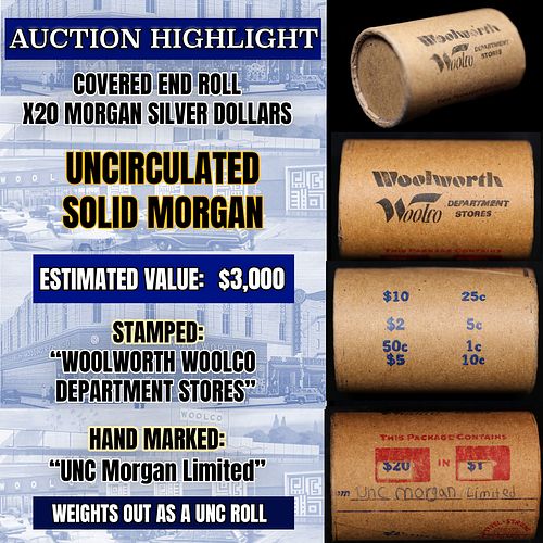 *EXCLUSIVE* x20 Morgan Covered End Roll! Marked "Unc Morgan Limited"! - Huge Vault Hoard  (FC)