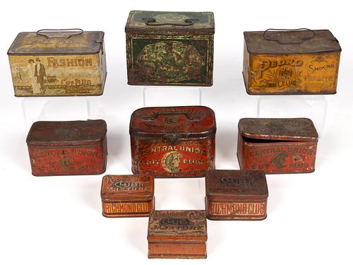 RICHMOND, VIRGINIA AND OTHER ADVERTISING TOBACCO TINS, LOT OF NINE