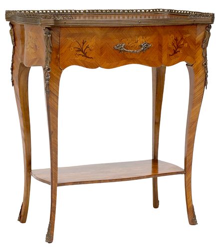 FRENCH LOUIS XV STYLE MATCHED VENEER MARQUETRY SIDE TABLE