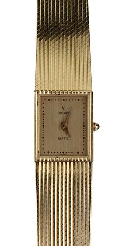 Vintage Ladies Solid 18K Yellow Gold Concord Watch