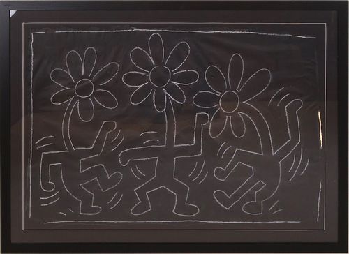 Keith Haring, (American, 1958-1990) Dancing Daisies, Subway Drawing