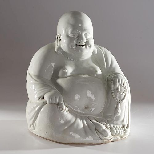Large blanc de chine porcelain Buddha