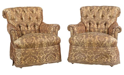 Pair of Edward Ferrell Upholstered Club Chairs
