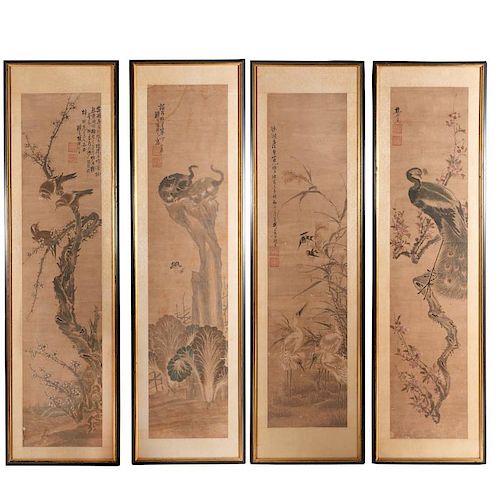 Japanese School, set (4) scroll paintings