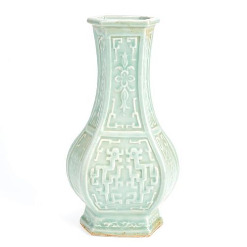 Chinese carved celadon vase