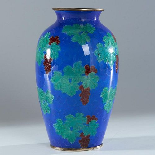 Yamamoto Japanese plique-a-jour enamel vase
