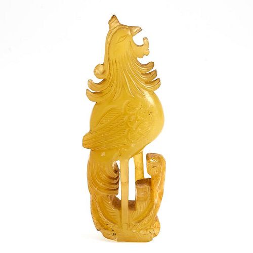 Chinese yellow jade carving of a phoenix bird