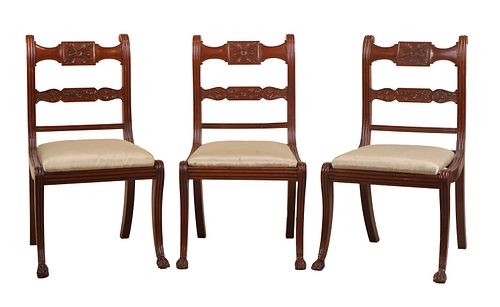 Set of 3 Regency Carved Mahogany Side Chairs