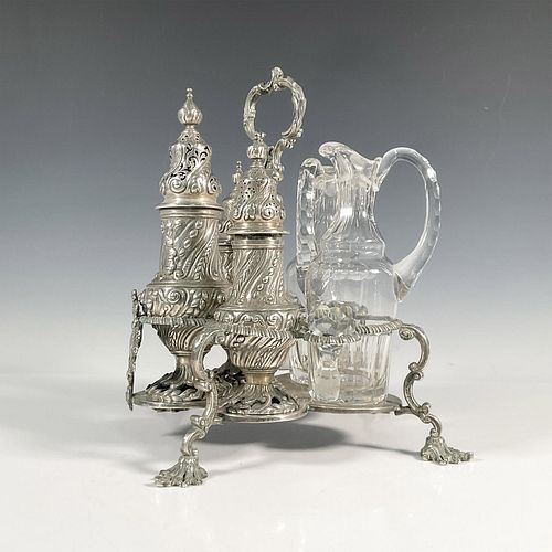 18th Century John Delmestre Silver Cruet Set