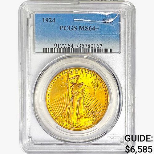 1924 $20 Gold Double Eagle PCGS MS64+ 