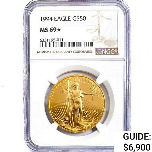 1994 $50 1oz American Gold Eagle NGC MS69* 