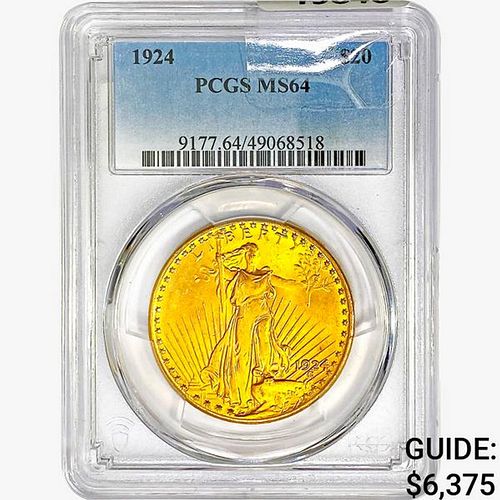 1924 $20 Gold Double Eagle PCGS MS64 