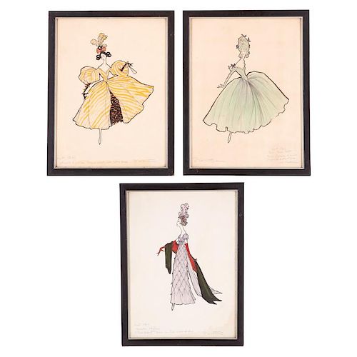 R.W. Little, (3) fashion sketches