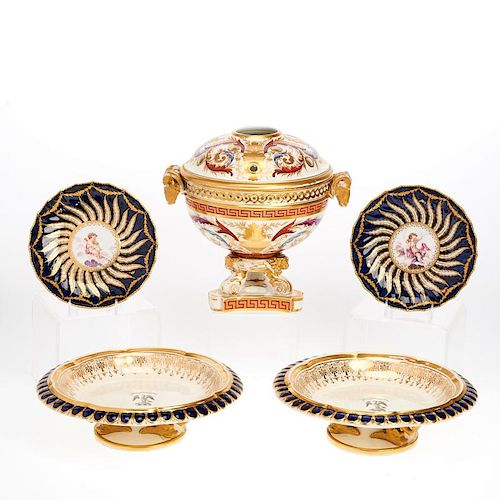 Group antique English porcelain tablewares