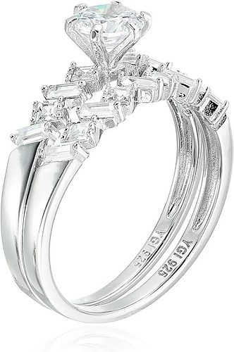 Decadence Sterling SIlver Round Cut  With Princess Cut Double Band Size 7