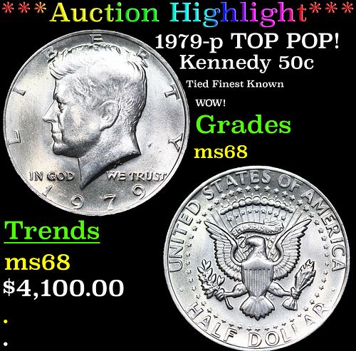 ***Auction Highlight*** 1979-p Kennedy Half Dollar TOP POP! 50c Graded ms68 BY SEGS (fc)