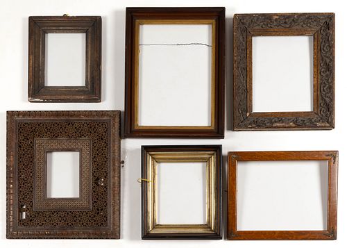 ASSORTED MOLDED-WOOD AND GESSO FRAMES, LOT OF SIX