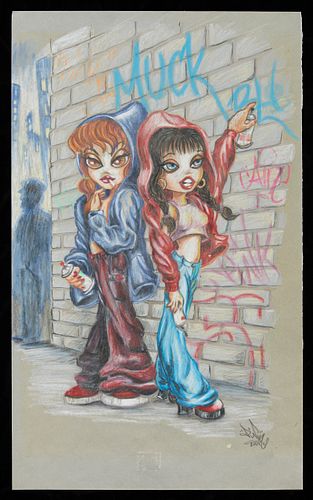 Lady Pink "Bomber Girls" Colored Pencil on Vellum