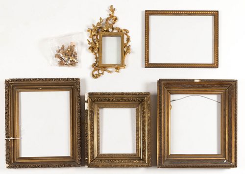 AMERICAN / BRITISH GILT AND GESSO FRAMES, LOT OF FIVE
