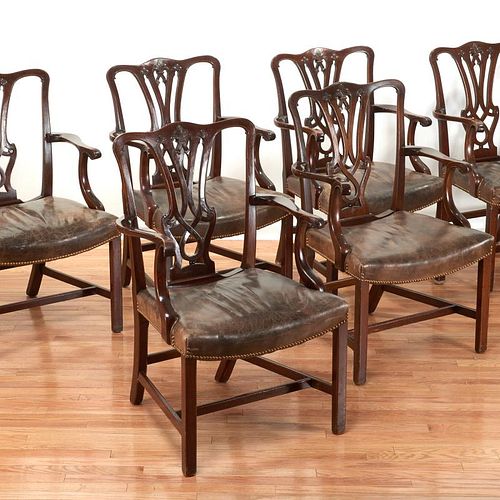 Set (10) Chippendale style mahogany dining chairs