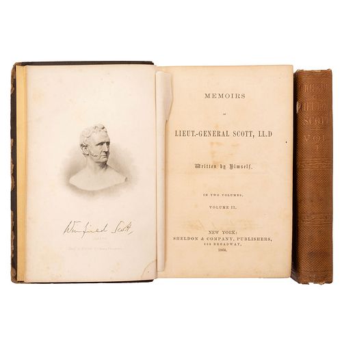 Scott, Winfield. Memoirs of Lieut. - General Scott, LL. D. Written by Himself. New York: Sheldon & Company, 1864. Piezas: 2.