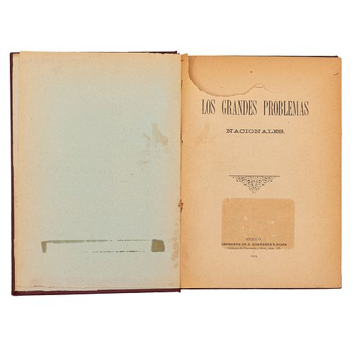Molina Enríquez, Andrés. Los Grandes Problemas Nacionales. México: Imprenta de A. Carranza e Hijos, 1909. 2 láminas.