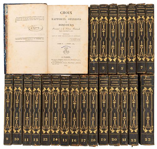 Lallement, Guillaume. Choix de Rapports, Opinions et Discours Prononcés à la Tribune Nationale. París, 1818 - 23. Piezas: 23.