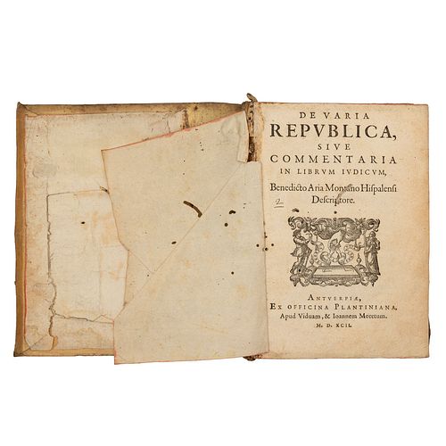 Montanus, Benedictus Arias. De Varia Republica, siue Commentaria in Librum Ludicum. Antuerpiae: Ex Officina Plantiniana, 1592.