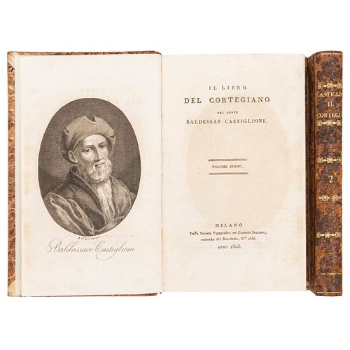 Castiglione, Baldessar. Il Libro del Cortegiano. Milano: Società Tipografica de'Classici Italiani, 1803. Tomos I - II. Piezas: 2.