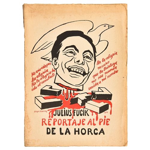 Fucik, Julius. Reportaje al Pie de la Horca. México: Fondo de Cultura Popular, 1942. 1a Ed mexicana.  Pastas ilustrada por Diego Rivera
