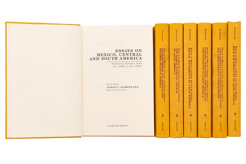 Domínguez, Jorge I. Essays on Mexico Central and South America. New York & London: Garland, 1994.   4o. marquilla. Tomos I -...
