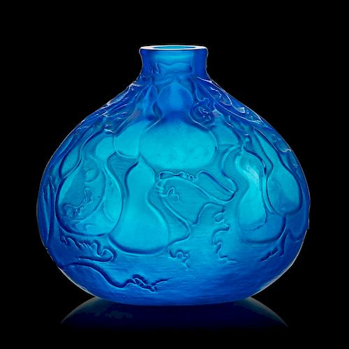 LALIQUE "Courges" vase, electric blue glass