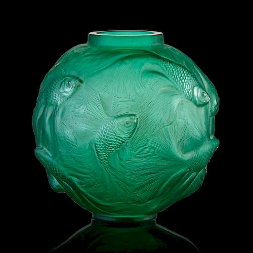 LALIQUE "Formose" vase, green glass