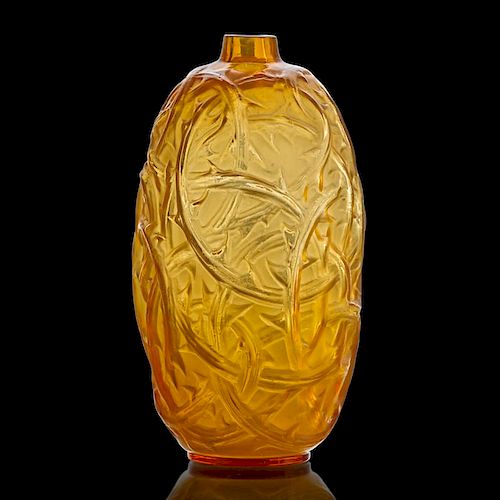 LALIQUE "Ronces" vase, cased yellow glass