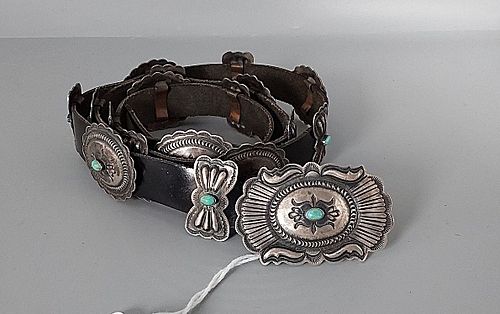 Navajo Sterling and Turquoise Belt-Eugene Charley 