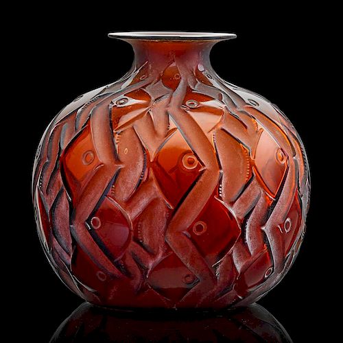 LALIQUE "Penthièvre" vase, amber glass