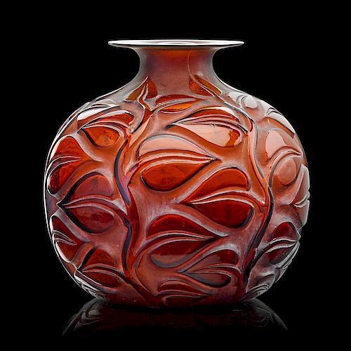 LALIQUE "Sophora" vase, amber glass