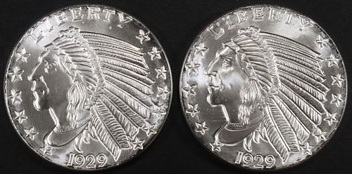 (2) 1 OZ .999 SILVER INDIAN DESIGN ROUNDS
