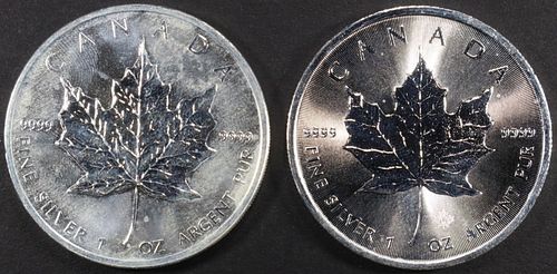 (2) 1 OZ .999 SILVER 2010 & 2016  MAPLE ROUNDS
