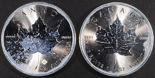 (2) 1 OZ .999 SILVER 2015 CANADIAN MAPLE ROUNDS