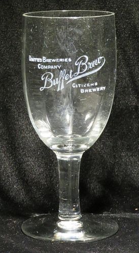 1900 Buffet Brew Beer 6 Inch Etched Glass Chicago Illinois