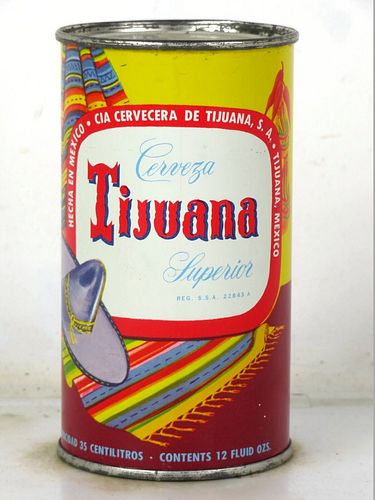 1960 Cerveza Tijuana Superior 12oz Flat Top Can No Ref. Tijuana Mexico