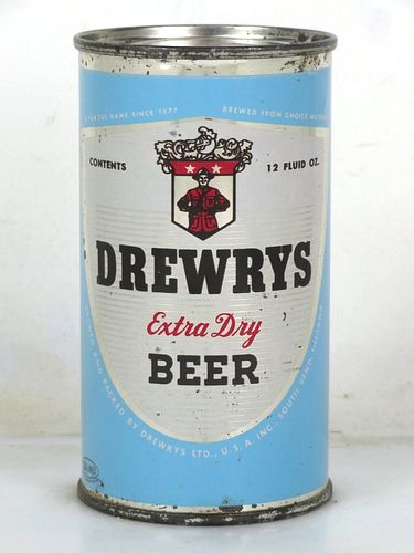 1955 Drewrys Extra Dry Beer Eyebrows/Chins 12oz Flat Top Can 56-37 South Bend Indiana